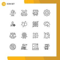 16 kreativ ikoner modern tecken och symboler av man miljö akademi redskap universitet redigerbar vektor design element