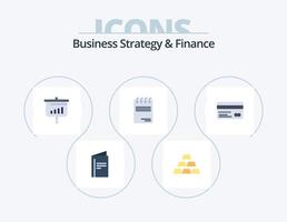 Geschäftsstrategie und Finanzen flaches Icon Pack 5 Icon Design. Kredit. Papier. Diagramm. dokumentieren. Graph vektor