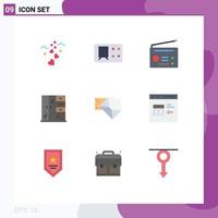 Gruppe von 9 flachen Farbzeichen und Symbolen für offene E-Mail-Gadgets, Geschäftsleben, editierbare Vektordesign-Elemente vektor