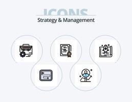 Strategie- und Managementlinie gefüllt Icon Pack 5 Icon Design. Netzwerk. anschließen. links. Unternehmen. Krone vektor