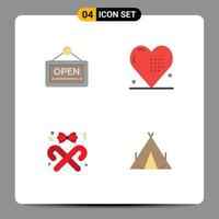 platt ikon packa av 4 universell symboler av öppen band hotell hjärta godis redigerbar vektor design element