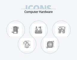 Computer-Hardware-Line-Icon-Pack 5-Icon-Design. . Fernbedienung. Qualität. Gamepad. Tablette vektor