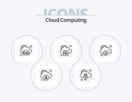 Cloud-Computing-Line-Icon-Pack 5-Icon-Design. Teilen. Aktivität. Cloud-CD. Wolke. Bleistift vektor