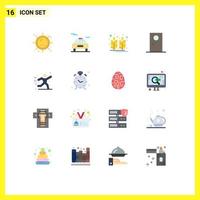 Stock Vektor Icon Pack mit 16 Linienzeichen und Symbolen für Hobbys Innenhof Außentür editierbares Paket kreativer Vektordesign-Elemente