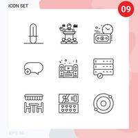 uppsättning av 9 modern ui ikoner symboler tecken för högtalare multimedia budget uppskatta Lägg till kommentar redigerbar vektor design element