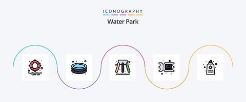 Wasserparklinie gefülltes flaches 5-Icon-Paket einschließlich Valentinstag. Park. Wasser. Brunnen. Park vektor