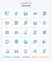 Creative Home Stuff 25 Blue Icon Pack wie Kleidung. . Elektronik. Küche. Gericht vektor