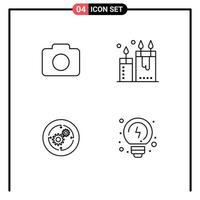Packung mit 4 modernen Filledline-Flachfarben Zeichen und Symbolen für Web-Printmedien wie Instagram Business Beauty Relax Finanzen editierbare Vektordesign-Elemente vektor