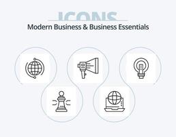 modernes Business und Business Essentials Line Icon Pack 5 Icon Design. Marketing. Digital. Klient. bekannt geben. Person vektor