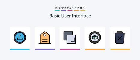 Basic Line gefüllt 5 Icon Pack inklusive Einstellungen. Müll. löschen. Löschen. Behälter. kreatives Symboldesign vektor