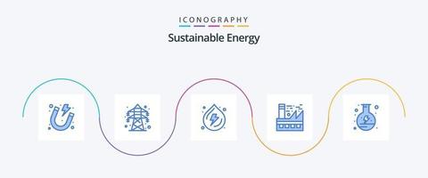 hållbar energi blå 5 ikon packa Inklusive elektricitet. energi. sloka. ekologi. jord vektor