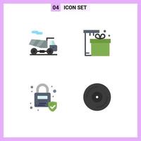 modern uppsättning av 4 platt ikoner och symboler sådan som cykel låst gåva eid enheter redigerbar vektor design element