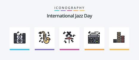 International Jazz Day Line füllte 5 Icon Pack inklusive Sänger. Künstler . Foto . Klang. kreatives Symboldesign vektor