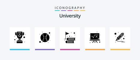 University Glyph 5 Icon Pack inklusive Marker. Formel. Bücher. Bildung. Mathematik. kreatives Symboldesign vektor