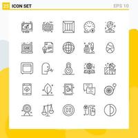 Aktienvektor-Icon-Pack mit 25 Zeilenzeichen und Symbolen für Wanduhr-Gelduhrzeit logistische editierbare Vektordesign-Elemente vektor