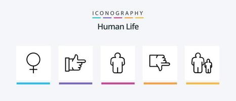 Human Line 5 Icon Pack inklusive . Person. Mann. Mann. Geschlecht. kreatives Symboldesign vektor
