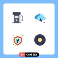 Stock Vector Icon Pack mit 4 Zeilenzeichen und Symbolen für Gaseinstellungen Zeichen Donner Reparatur editierbare Vektordesign-Elemente