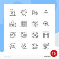 satz von 16 modernen ui-symbolen symbole zeichen für marketing-sets pfeilprofil instagram editierbare vektordesignelemente vektor