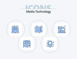 media teknologi blå ikon packa 5 ikon design. dator. enhet. hårdvara. teknologi. app vektor