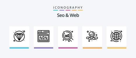 seo och webb linje 5 ikon packa Inklusive mobil. varna. internet. larm. mål. kreativ ikoner design vektor