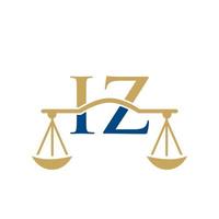 Buchstabe iz Anwaltskanzlei-Logo-Design für Anwalt, Justiz, Anwalt, Recht, Anwaltsdienst, Anwaltskanzlei, Waage, Anwaltskanzlei, Anwaltsunternehmen vektor
