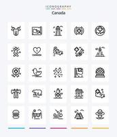 Creative Canada 25 Gliederungs-Icon-Pack wie Feuer. Blatt. Co-Turm. Kanada. Blatt vektor