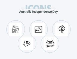 Australien oberoende dag linje ikon packa 5 ikon design. Australien. dryck. sporter. bar. Land vektor