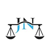 letter jn anwaltskanzlei logo design für anwalt, justiz, rechtsanwalt, legal, anwaltsservice, anwaltskanzlei, skala, anwaltskanzlei, anwaltsunternehmen vektor