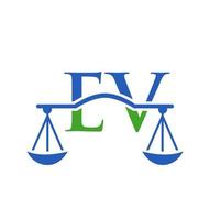 Buchstabe ev Anwaltskanzlei-Logo-Design für Anwalt, Justiz, Anwalt, Recht, Anwaltsservice, Anwaltskanzlei, Waage, Anwaltskanzlei, Anwaltsunternehmen vektor