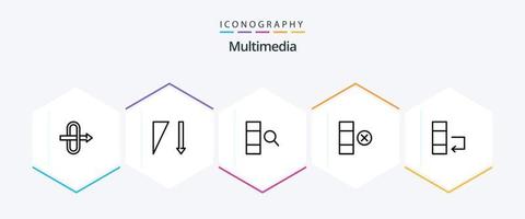 multimedia 25 linje ikon packa Inklusive . cell. . data vektor