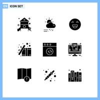 Stock Vector Icon Pack mit 9 Zeilenzeichen und Symbolen für Geschenksaison-Box-Lächeln editierbare Vektordesign-Elemente