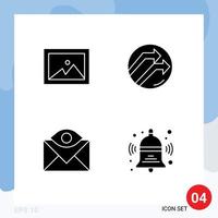 4 universelle solide Glyphensymbole des Albums kontaktieren Sie uns Pfeilbericht Posteingang editierbare Vektordesign-Elemente vektor