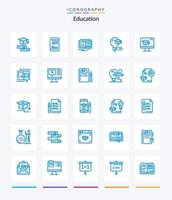 kreative Bildung 25 blaue Icon-Pack wie Bildung. Rechner. Bildung. Abschluss. Deckel vektor