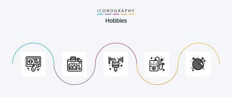 hobbies linje 5 ikon packa Inklusive garn. sömmerska. Färg. boll. hobby vektor