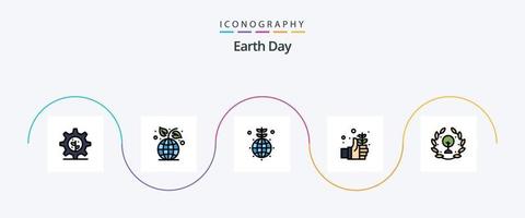 Earth Day Line gefüllt Flat 5 Icon Pack inklusive Grün. Erde. Globus. Hand. Tag vektor