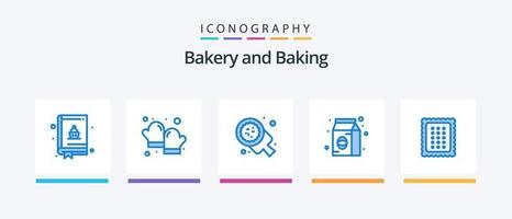 Baking Blue 5 Icon Pack inklusive Backen. Pack. Lebensmittel. Lebensmittel. Bohne. kreatives Symboldesign vektor