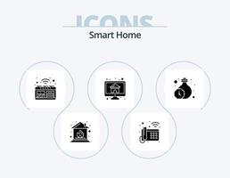 Smart-Home-Glyphen-Icon-Pack 5 Icon-Design. Heimat. Monitor. Ofen. Haus. Rechner vektor