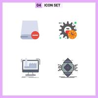 4 flaches Icon-Paket für Benutzeroberflächen mit modernen Zeichen und Symbolen von Computern Zeit Gadget Executive Factory editierbare Vektordesign-Elemente vektor