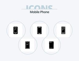mobil telefon glyf ikon packa 5 ikon design. . . tillbaka. kraft Bank. mobil vektor