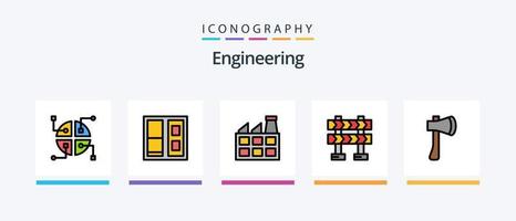 Engineering Line gefüllt 5 Icon Pack inklusive Konstruktion. Axt Werkzeug. Band. Axt. Axt. kreatives Symboldesign vektor