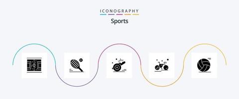 sporter glyf 5 ikon packa Inklusive sport. cykel. sport. cykel. fotboll vektor