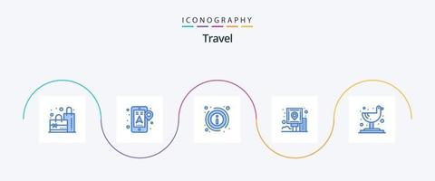 Travel Blue 5 Icon Pack inklusive Möwe. Route. die Info. Post. Führung vektor