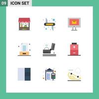 Stock Vector Icon Pack mit 9 Zeilenzeichen und Symbolen für Feiernotiz-Sicherheitsbrief-Service editierbare Vektordesign-Elemente