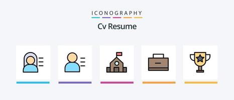 CV återuppta linje fylld 5 ikon packa Inklusive utbildning . beräknat . skola . utbildning. kreativ ikoner design vektor