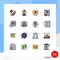 16 universelle, flache, farbig gefüllte Zeichensymbole von Chat-Korn-Talent-Müsli-Menschen editierbare kreative Vektordesign-Elemente vektor