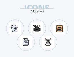Bildung Linie gefüllt Icon Pack 5 Icon Design. . Datei. Bildung. dokumentieren. Flagge vektor