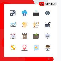 16 thematische Vektor-Flachfarben und editierbare Symbole für Kostümbrillen, Tastaturvision, Gesicht, editierbares Paket kreativer Vektordesign-Elemente vektor
