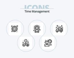 Zeitmanagement-Line-Icon-Pack 5 Icon-Design. Abendessen. Anschauen. brechen. Tisch. Uhr vektor