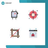 Stock Vector Icon Pack mit 4 Zeilenzeichen und Symbolen für Fit-Band-Design-Tool Watch Target Browser editierbare Vektordesign-Elemente