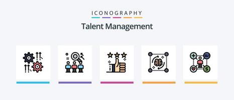 Talent Management Line füllte 5 Icon Pack inklusive Konfiguration. Einstellung. hoch. Atom. Stern. kreatives Symboldesign vektor